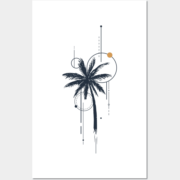 Palm. Tattoo. Geometric, Line Art Style Wall Art by SlothAstronaut